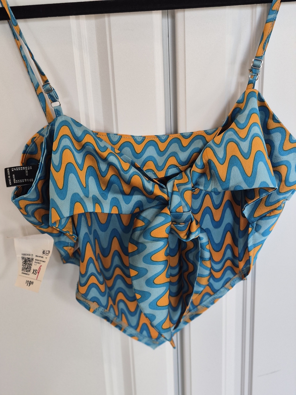 NWT Forever 21 Teal and Orange Retro Backless Halter Top XS.